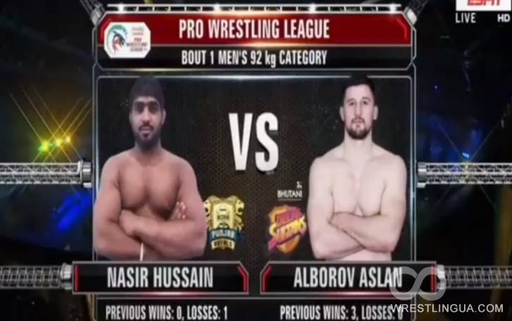 Вольная борьба: Аслан Алборов - Nasir Hussain 18.01.2018, Pro Wrestling League-2018 видео