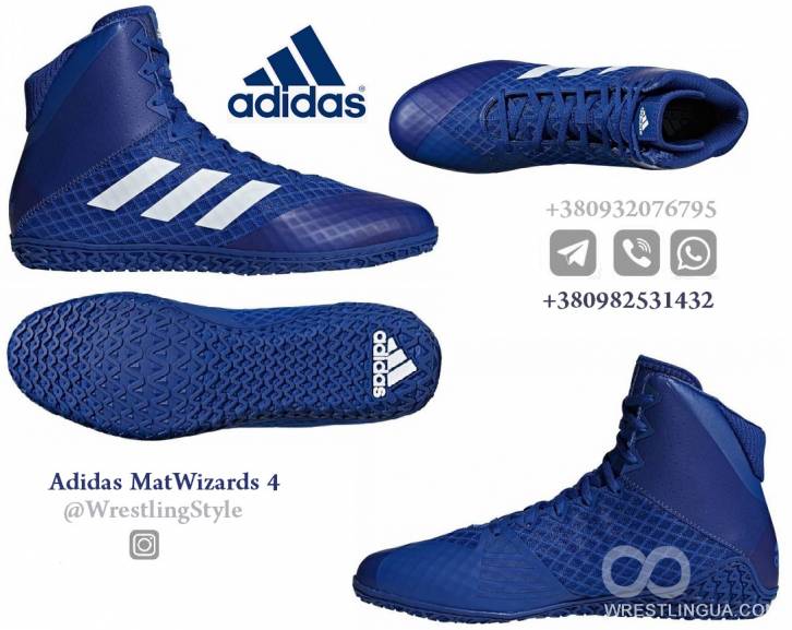 Adidas Mat Wizard 4 Adult Wrestling Shoes AC6973 - Royal, White