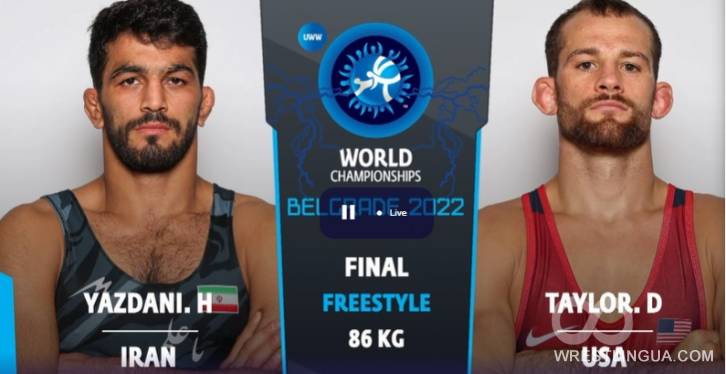 Хассан Яздани - Дэвид Тейлор видео запись финальной схватки Чемпионата Мира по вольной борьбе в Белграде, вес 86кг.